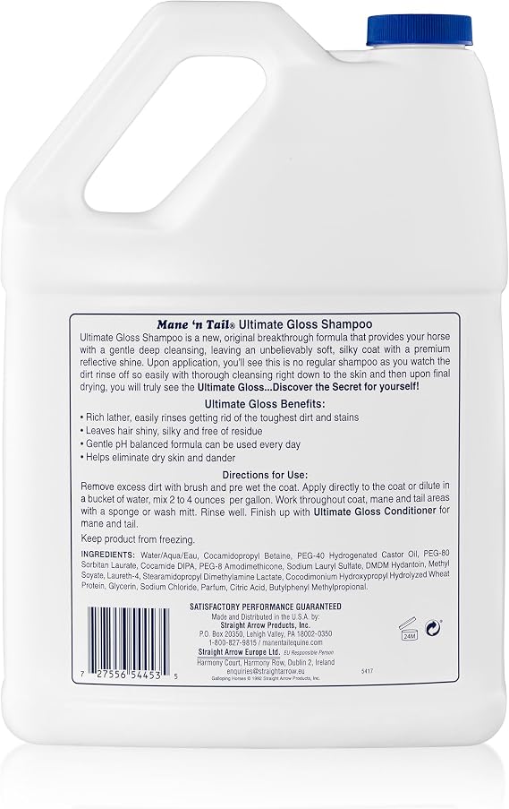 Mane 'n Tail Ultimate Gloss Shampoo 1 Gallon Deep Cleansing for Unbelievably Soft, Silky Coat with Premium Reflective Shine