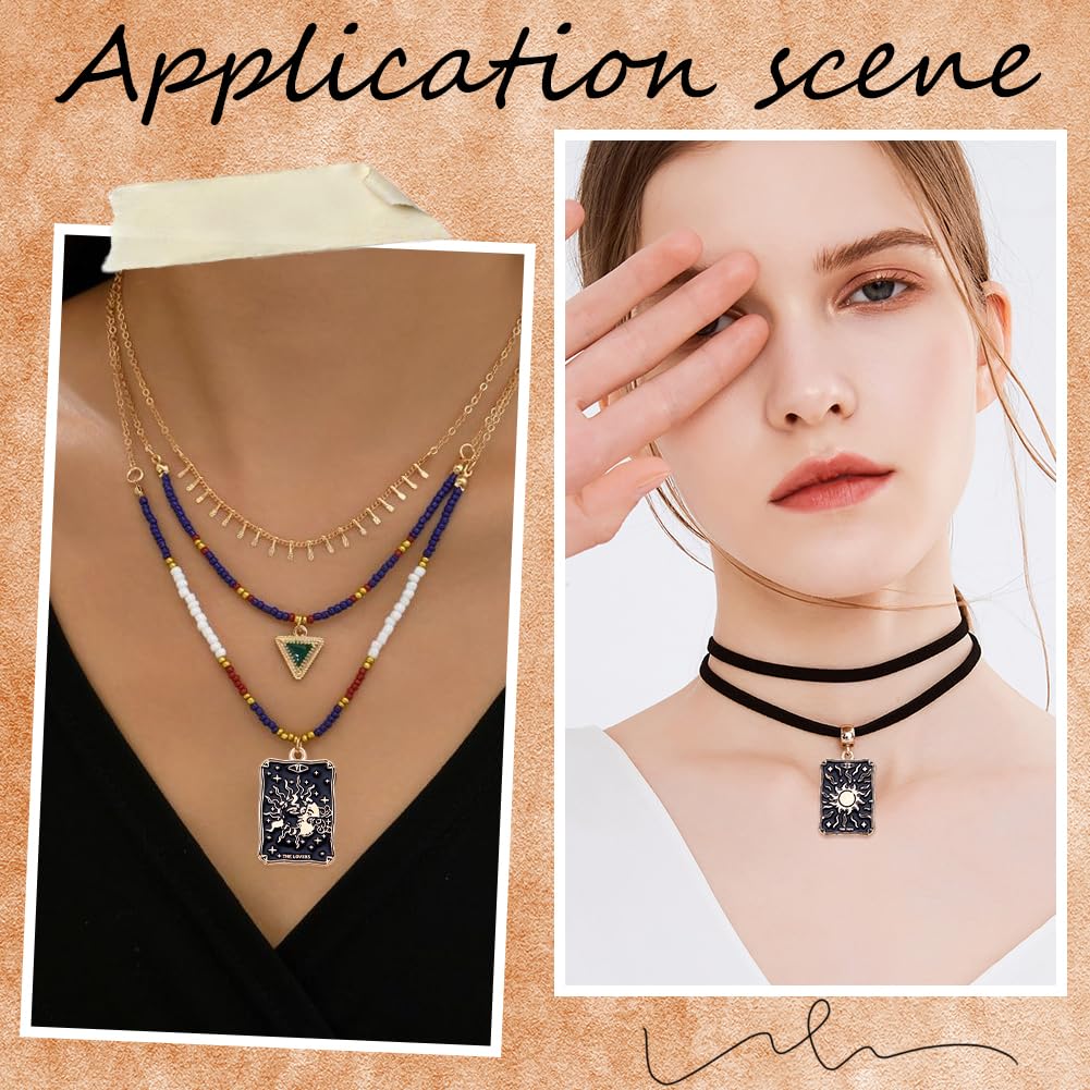 40 PCS Breloques Gothiques Tarot - Charms Papillon Crâne Lune Serpent Argent Antique Pour Bijoux