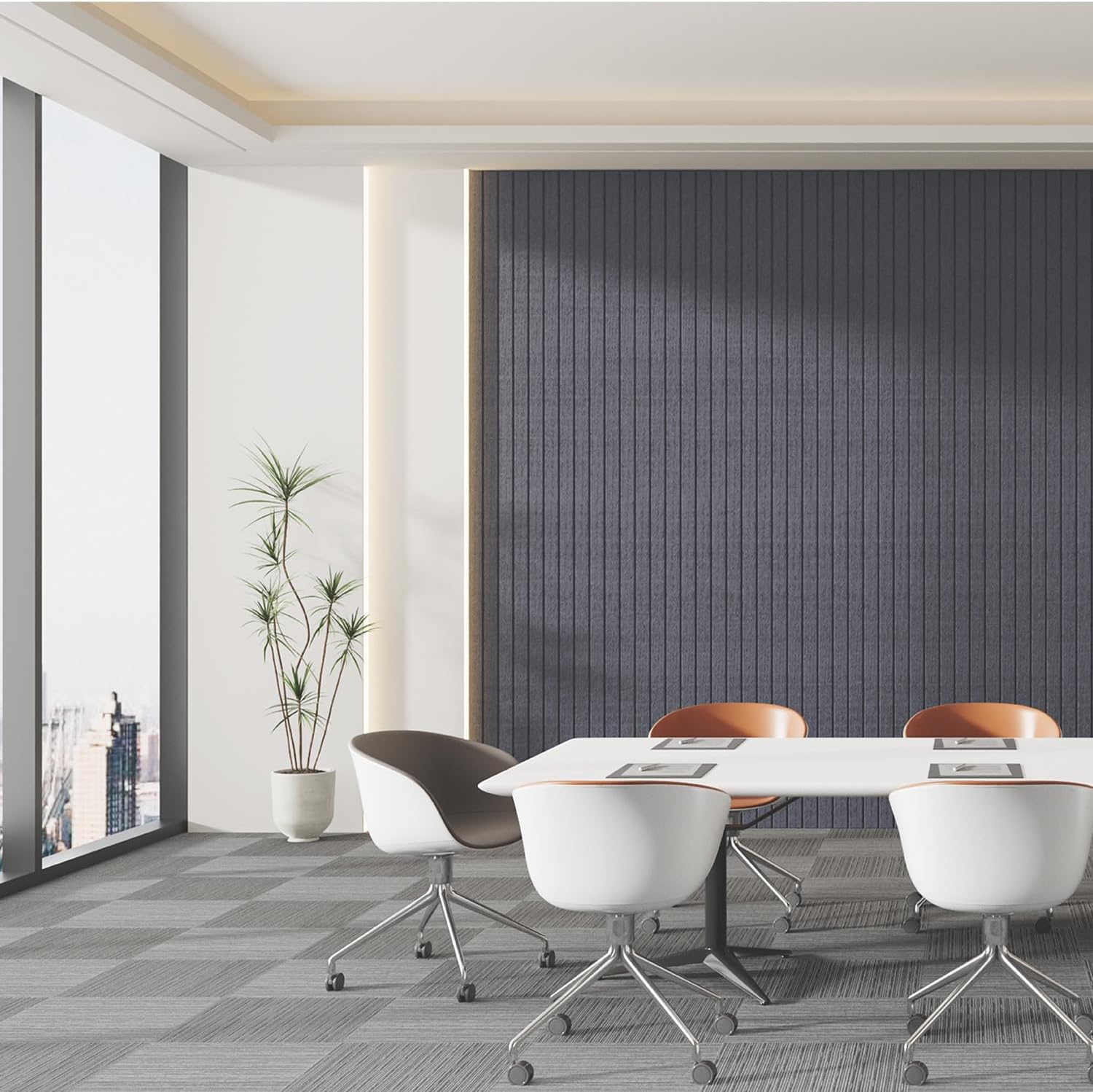 8 Pack Acoustic Panels 48x12x0.4'' Large Soundproof Wall Panels, Self-Adhesive Sound Proof Panels for Walls, Decorative Sound Dampening Panels for Recording Studio Acoustical Treatments Noise Reducing