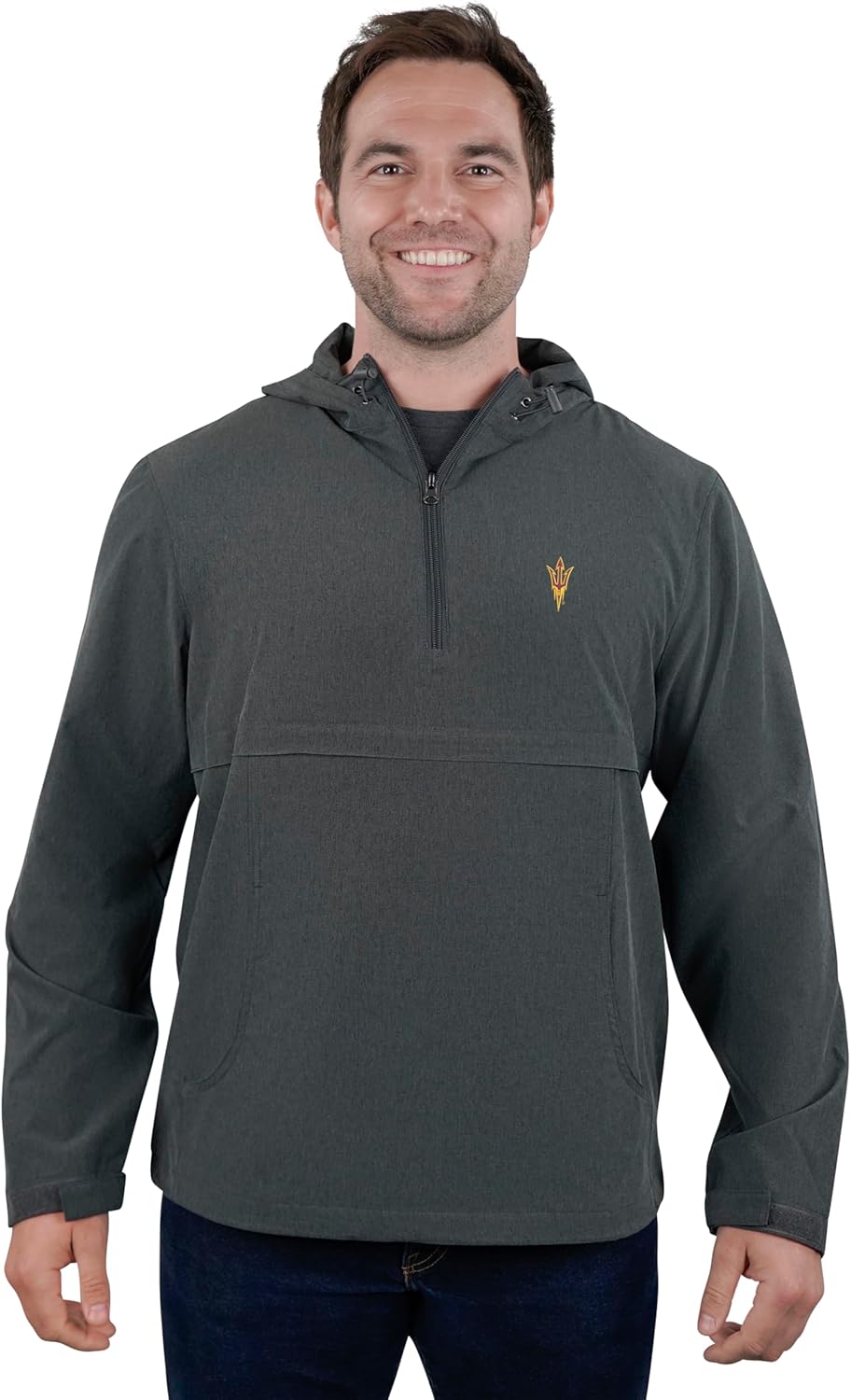 Vantage Apparel Men’s NCAA Pullover Stretch Anorak – Lightweight Water-Repellent College Jacket