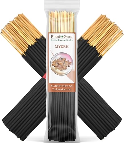 Varillas de incienso exóticas de mirra de 7 pulgadas, 1 paquete a granel de 85 a 100 varillas, aroma natural de 7 pulgadas de larga duración que se