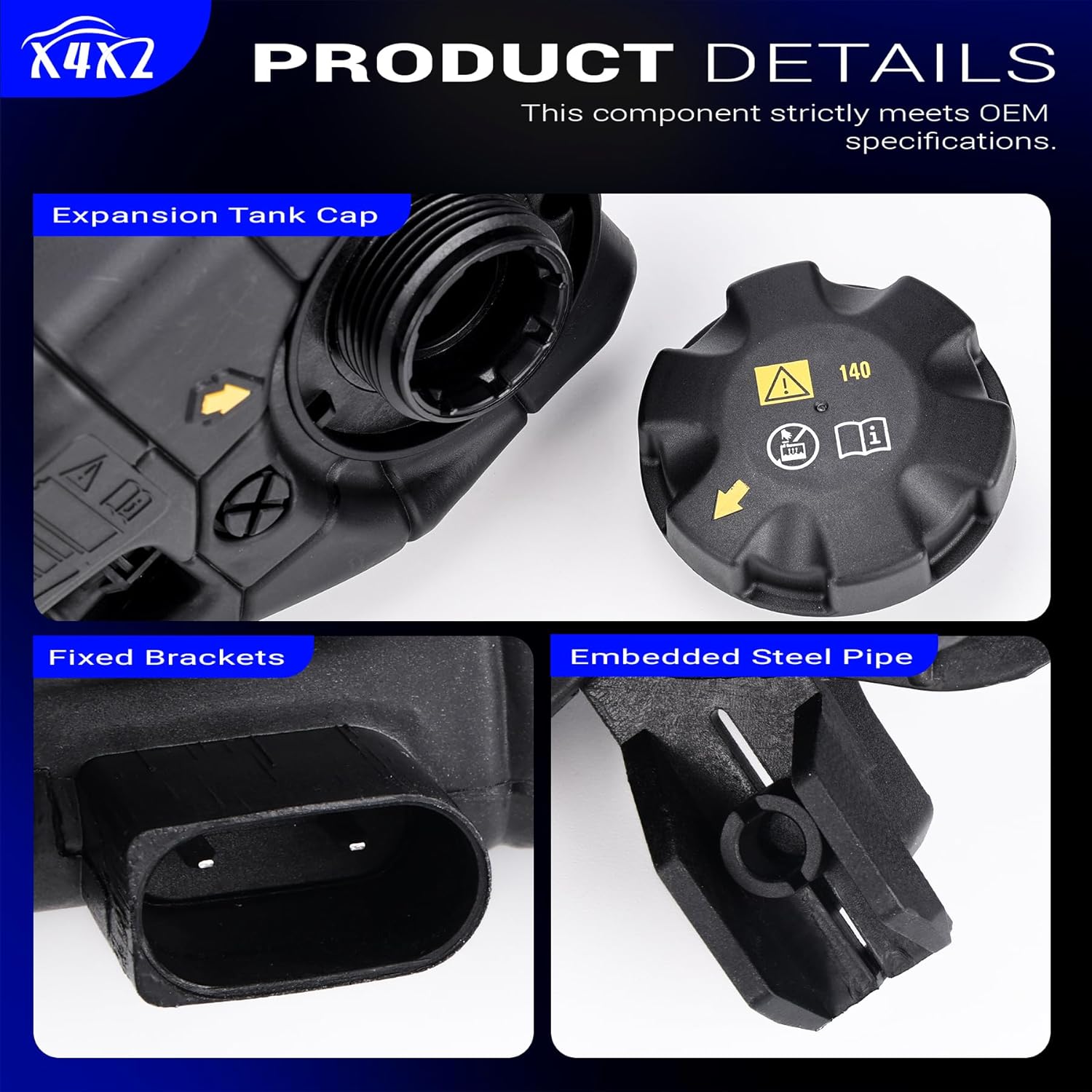 17138610656 Coolant Overflow Reservoir Tank with Cap For 2016-2020 BMW 530e/530i/540i/540i xDrive/640i/740e/740i/740i xDrive Replaces# 17138742975,17139487210,17139884859