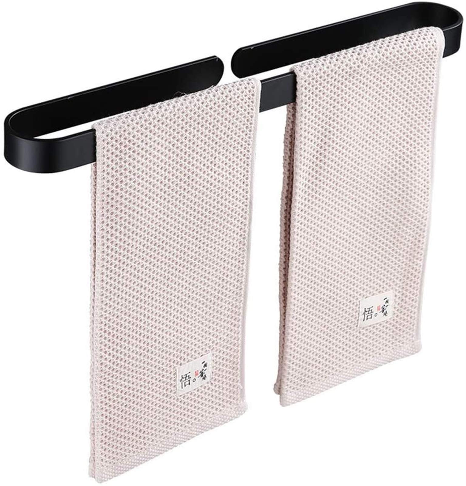 Porte-serviette de toilette sans perçage étagère murale alu noir 30cm