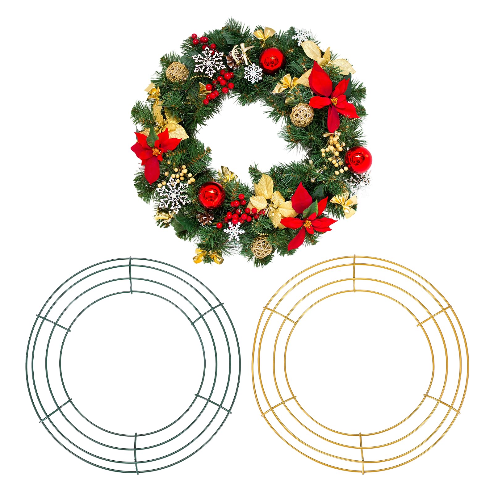 Couronne de Noël et d'automne réussie avec le cadre rond en métal 25,4 cm