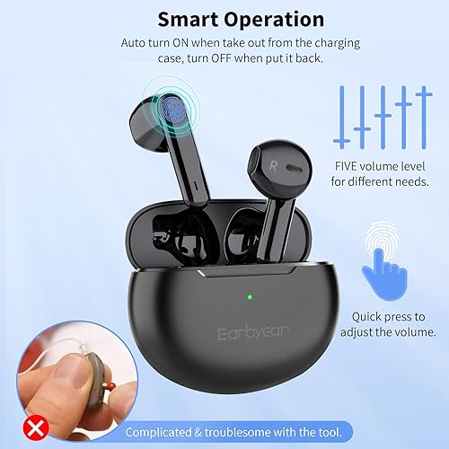 Miniatura 5 de Earbyear Audífonos audífonos recargables para personas mayores y adultos con cancelación de ruido amplificador auditivo invisible dispositivos de