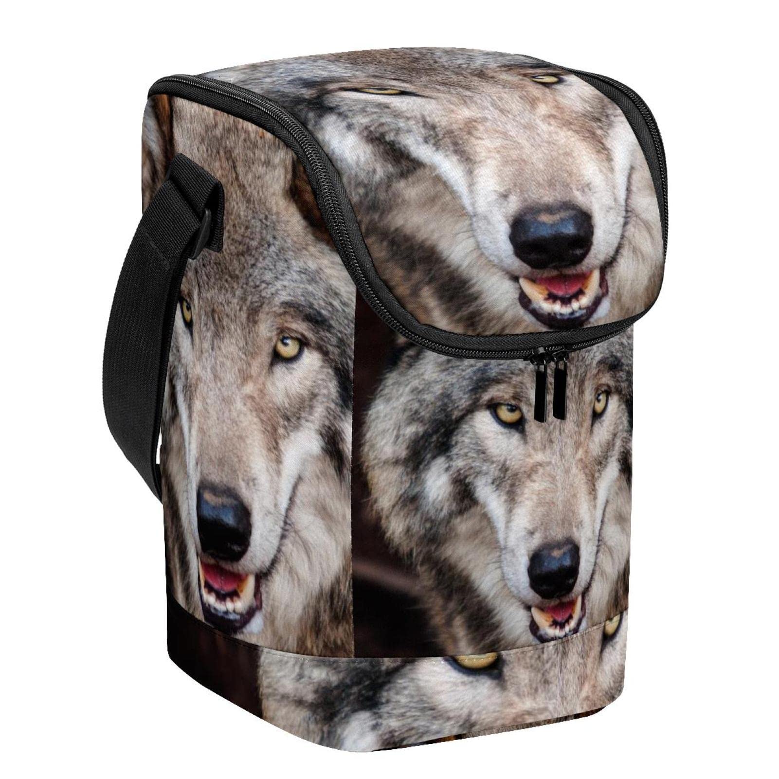Bolsa de almuerzo con dibujo de lobo ideal para excursiones y colegio