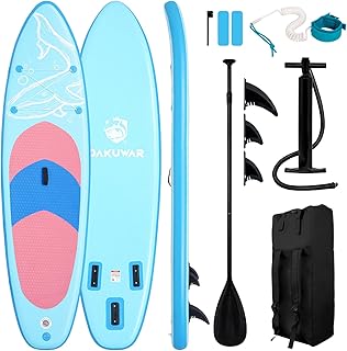 DAKUWAR Paddle Board 10'6''/10' Inflatable Stand Up Paddle Boards with SUP Accessories Ultra-Light Paddleboard Non-Slip Comfort Deck for Adults & Youth of All Skill Levels
