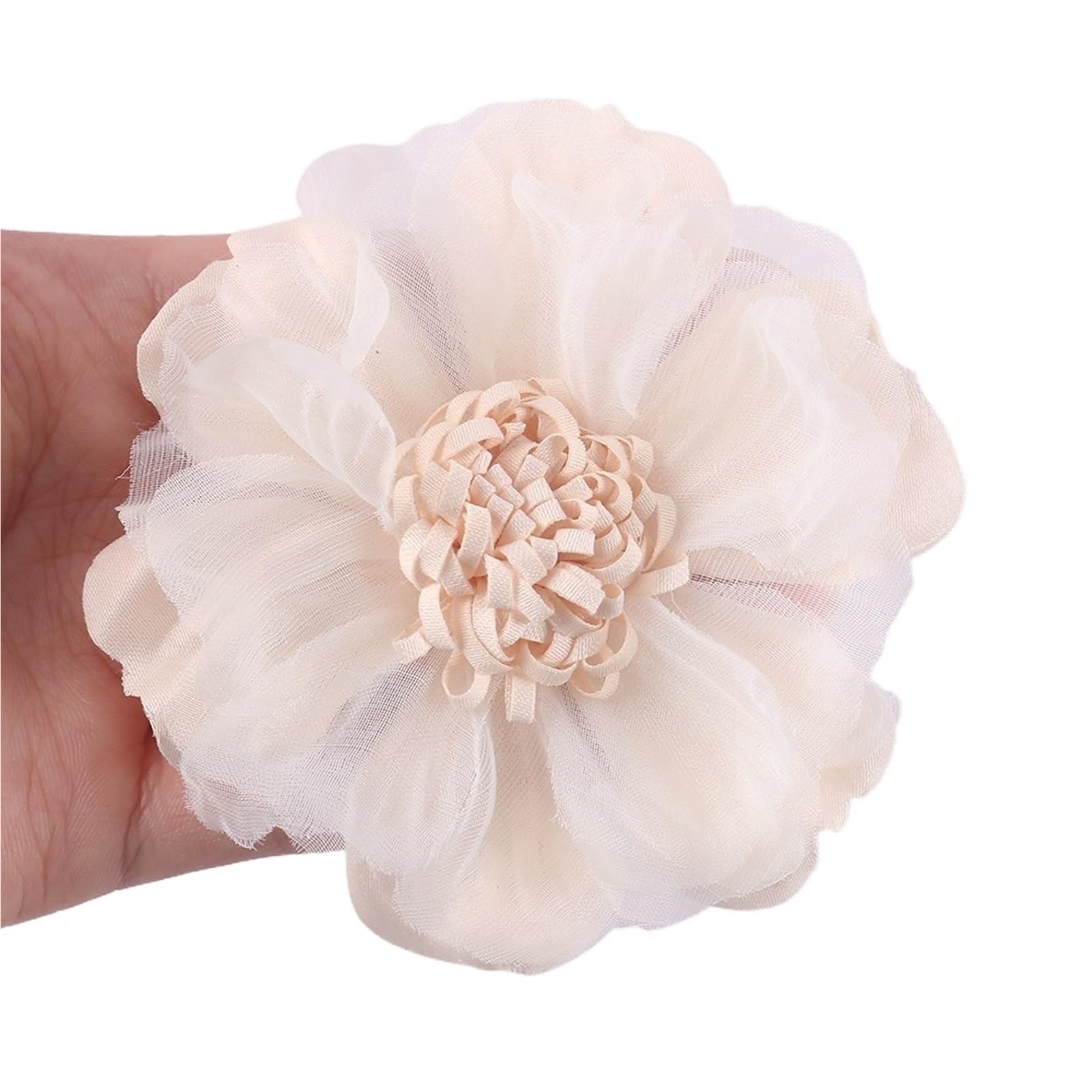 Wtaxbh 03Cream Iron On Patches 10Pcs Large Handmade Chiffon Fabric Artificial Flower For Wedding Dress Clothing Hats Headdress Decoration Diy(03Cream)