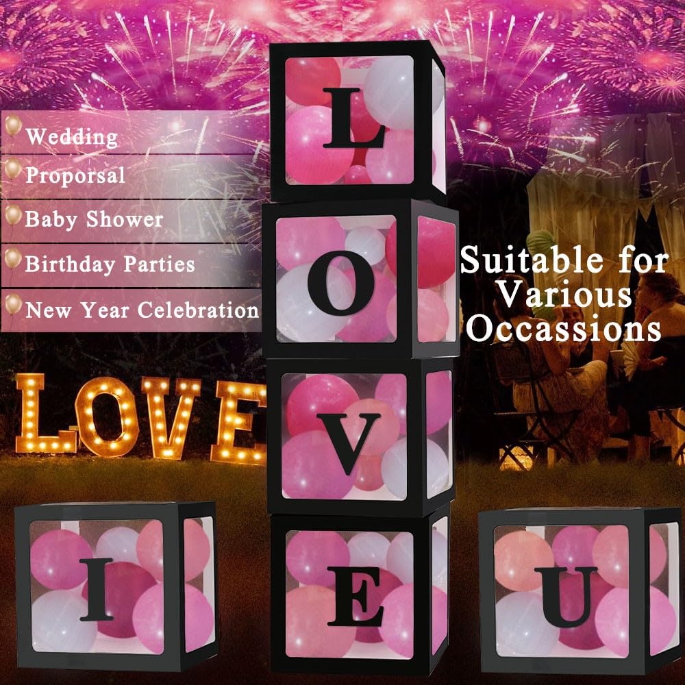 Amazon.com: Ledido Black Transparent Balloon Boxes With 78 Letters