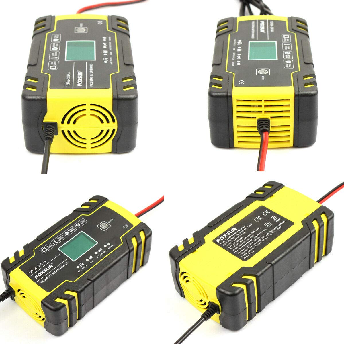 MASO 8 A inteligentna ładowarka do akumulatora samochodowego, 12 V, 24 V, do samochodów osobowych, ATV, łodzi, motocykli, wtyczka UE