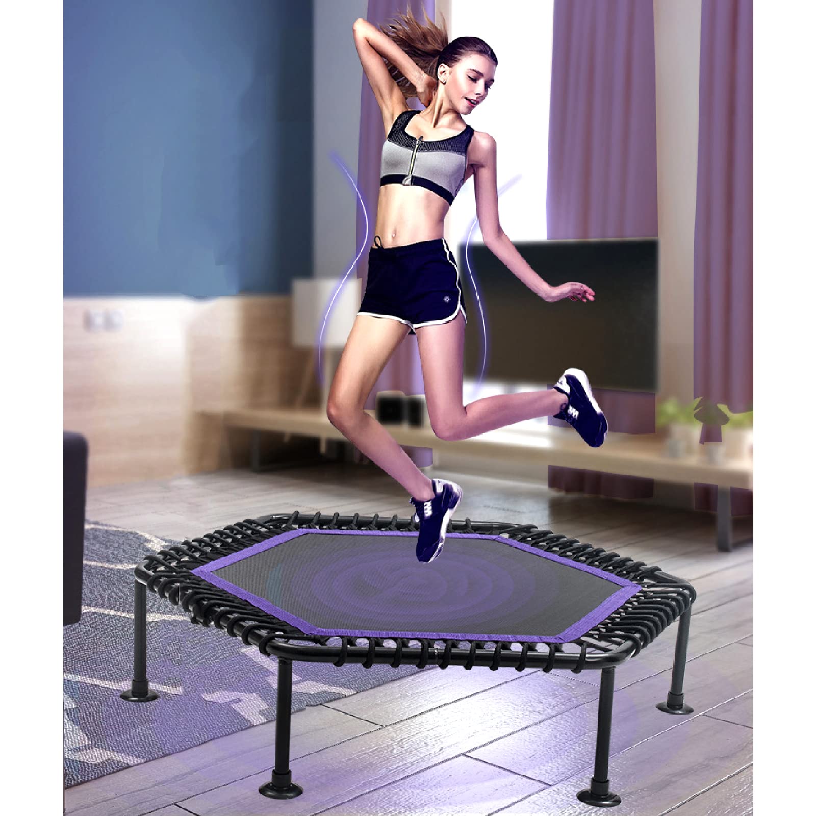 Mini Trampoline Pliable – 45 Cm, Charge 75 Kg, Métal/PP, Silencieux, Pour Enfants Et Adultes – Intérieur Et Extérieur