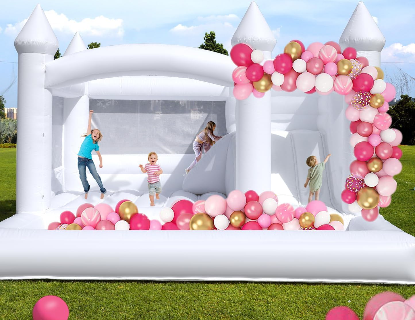 Amazon.com: 15x15FT White Bounce House for Kids Adults, with Slide
