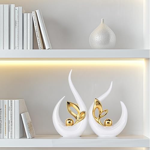Miniatura 6 de Acento de decoración del hogar de oro blanco, estatua abstracta de cerámica y esculturas para sala de estar, decoración moderna de mediados de siglo
