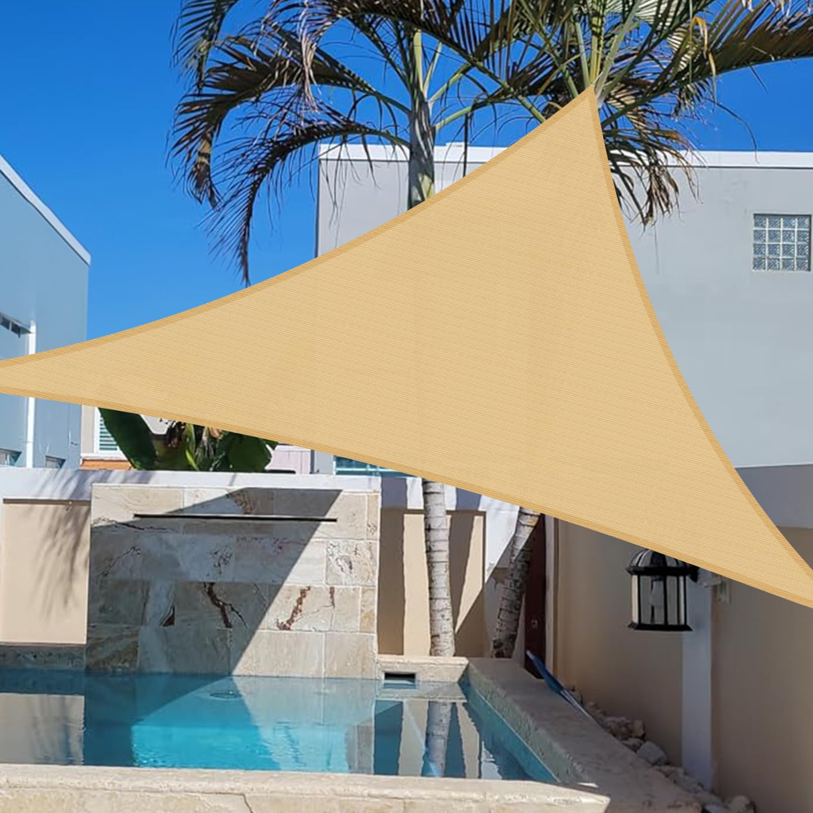 Voile d'ombrage triangle 3x3x4.25m respirant HDPE protection UV extérieur