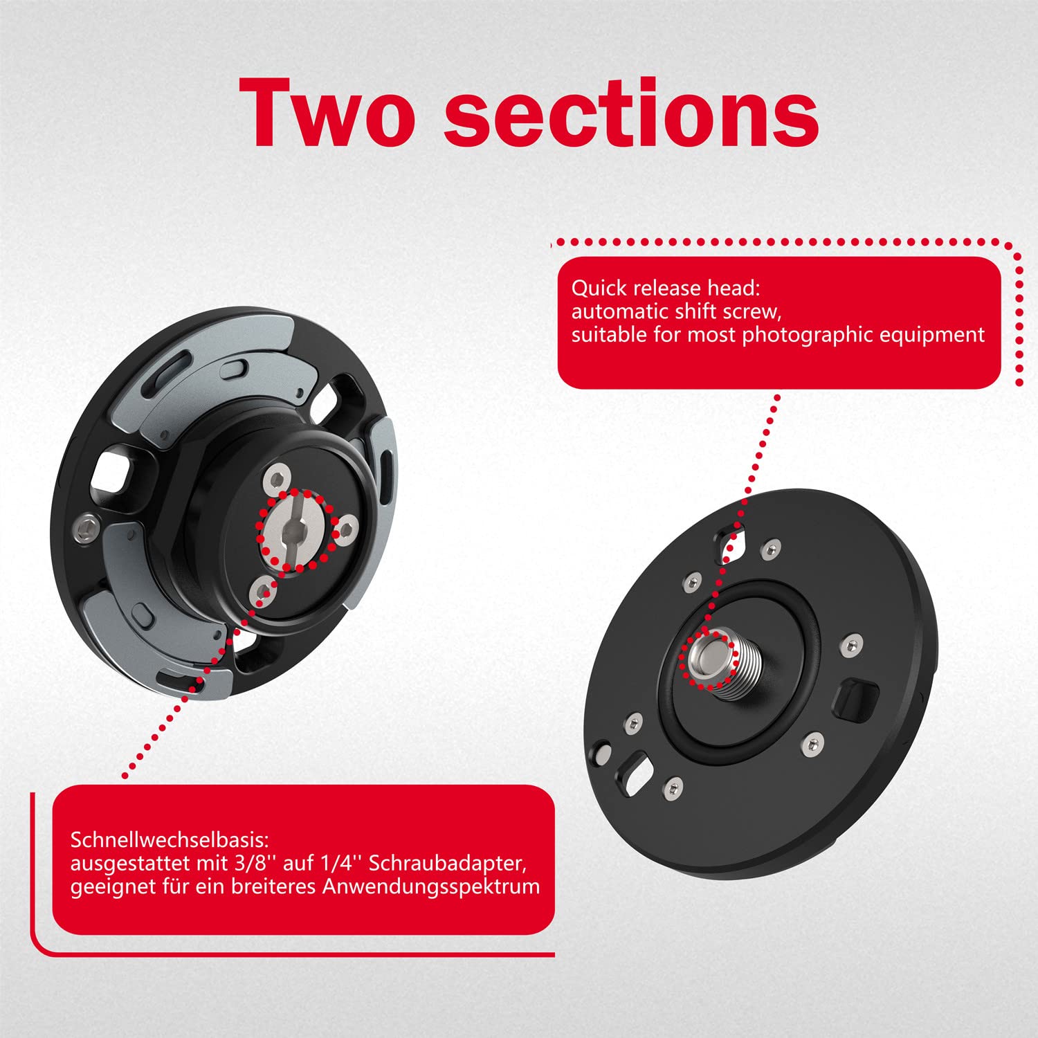 IFOOTAGE Seastars Quick Release Q1 System Kamera Schnellwechselplatte 3/8'' & 1/4'' Max. Belastung 9kg Stativ Zubehör