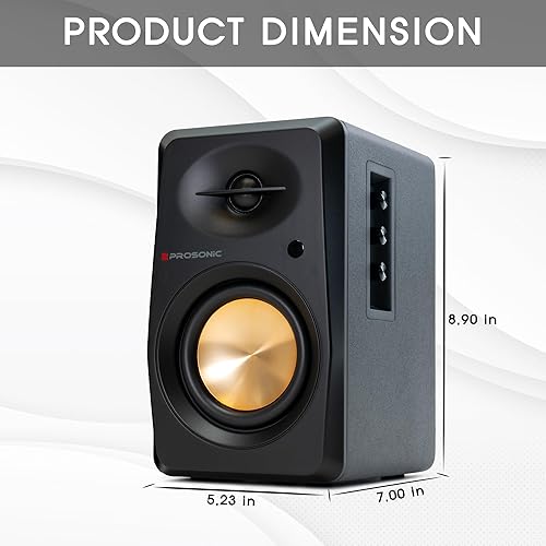 Miniatura 7 de Prosonic BT30 (versión 2023) Altavoces Bluetooth activos, monitor de estudio, cine en casa, tocadiscos con entrada óptica, entrada coaxial, 2
