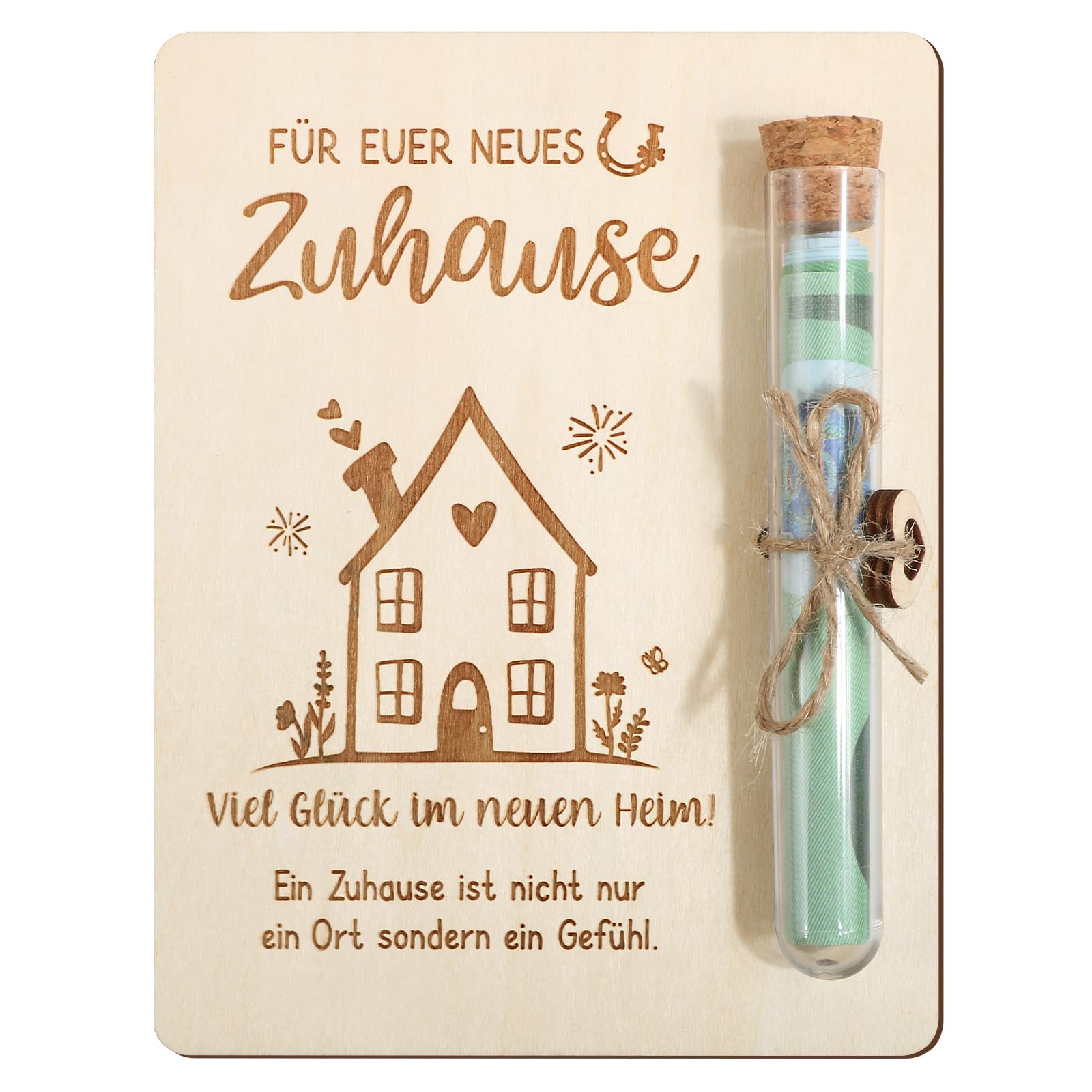 BOFUNX Einweihungsgeschenk Haus aus Holz Einzugsgeschenke Wohnung Geldgeschenk Verpackung mit Reagenzgläser Einzug Geldgeschenk für Zuhause Haus Umzug Neue Wohnung