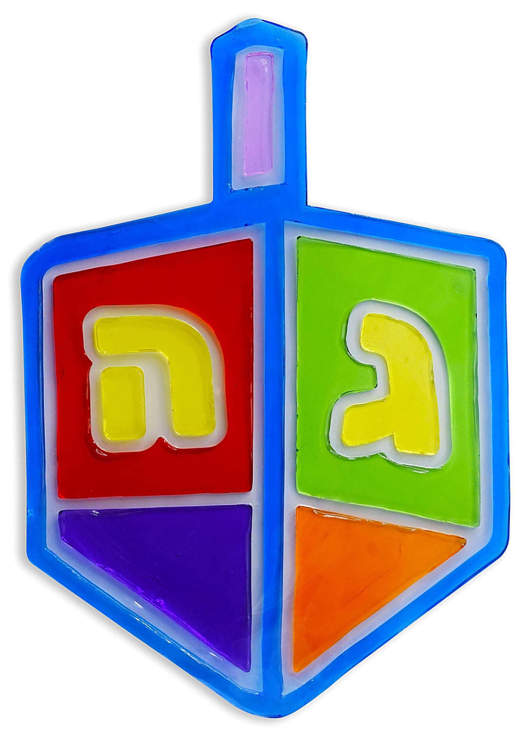 Izzy 'n' Dizzy Dreidel Window Gel Cling - Self Sticking Chanukah Menorah and Dreidels - Hanukkah Party Decorations and Supplies