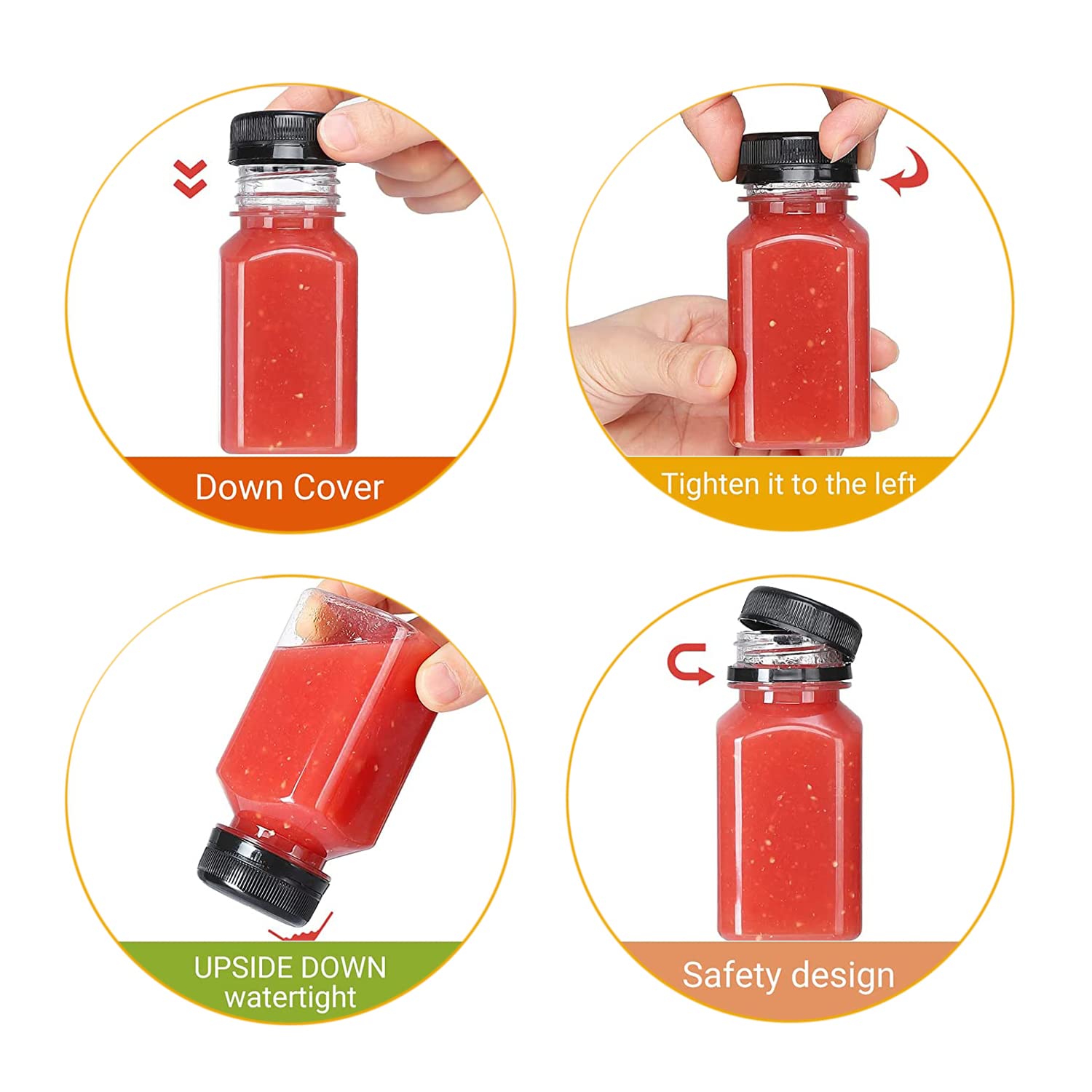 YBCPACK 16 Pack 5oz/150ml Plastic Shot bottles with Lids - Image 3