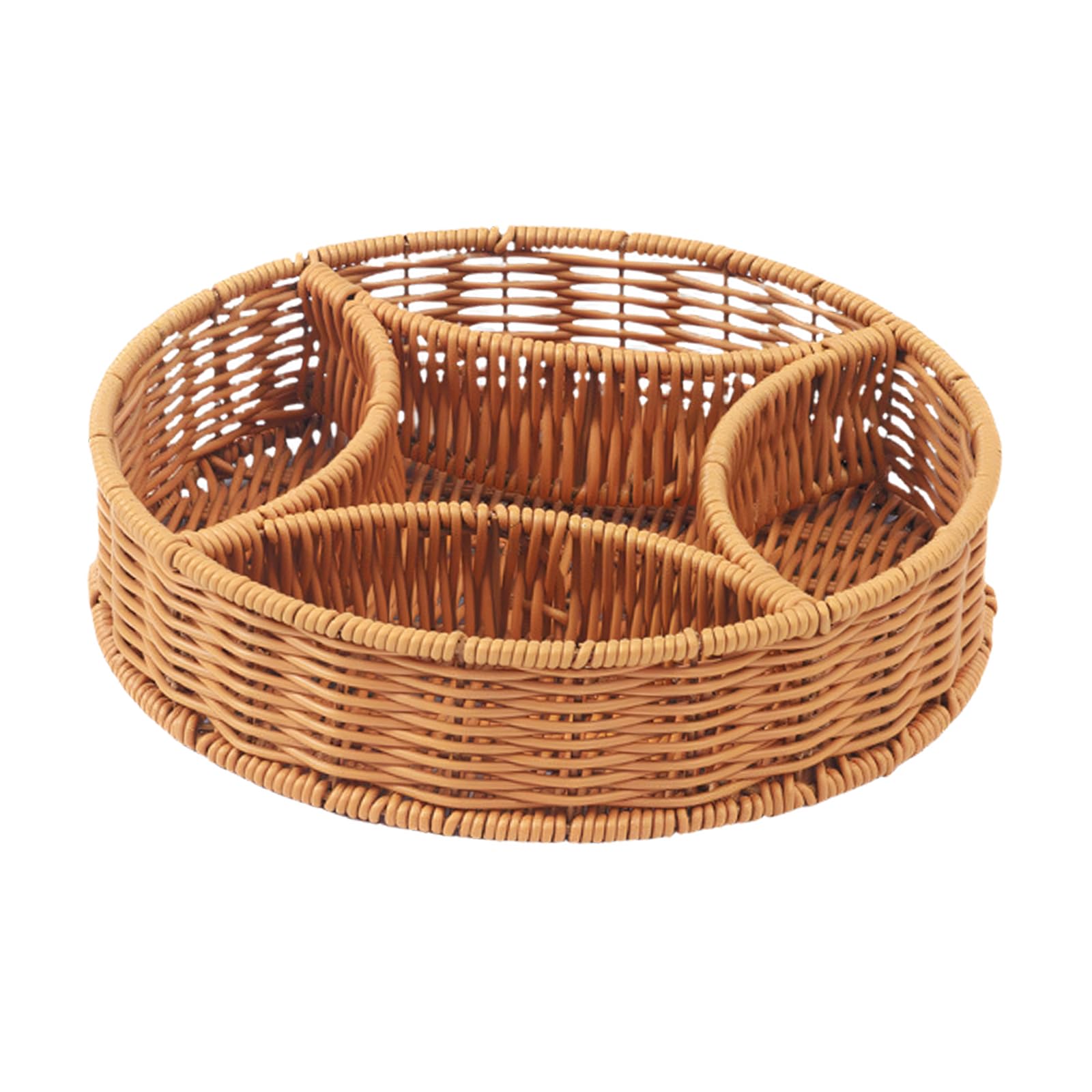 Zxfdsfdbnm Round Woven Imitation Rattan Fruit and Snacks Tray with Multiple Compartments Divided Serving Basket for Organized Fruit Platter