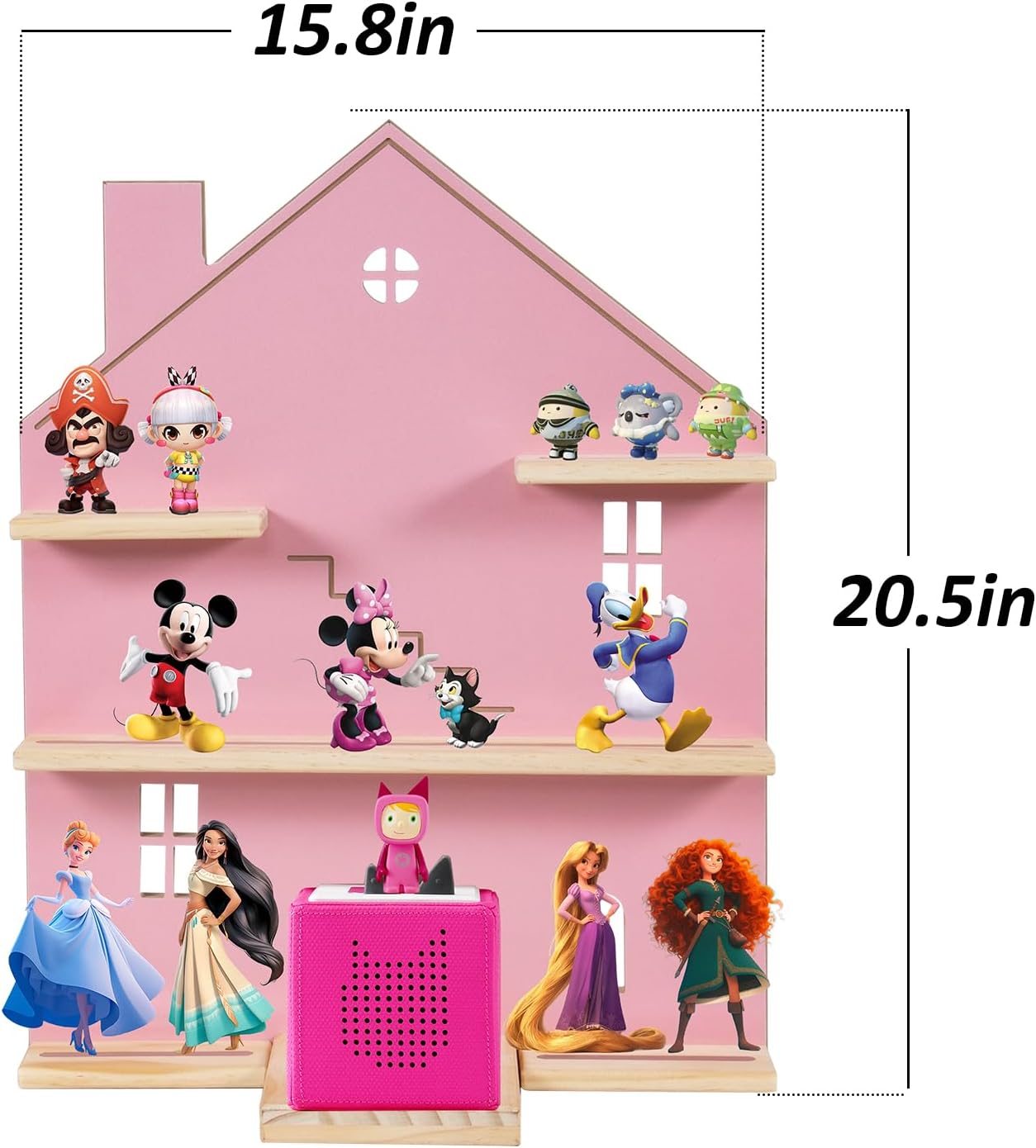 Tonie Shelf House for Toniebox,Magnetic Wooden Floating Shelves Compatible with Tonie Accessories, Characters & Figures, Display Collection，Tonie Shelf（White S）
