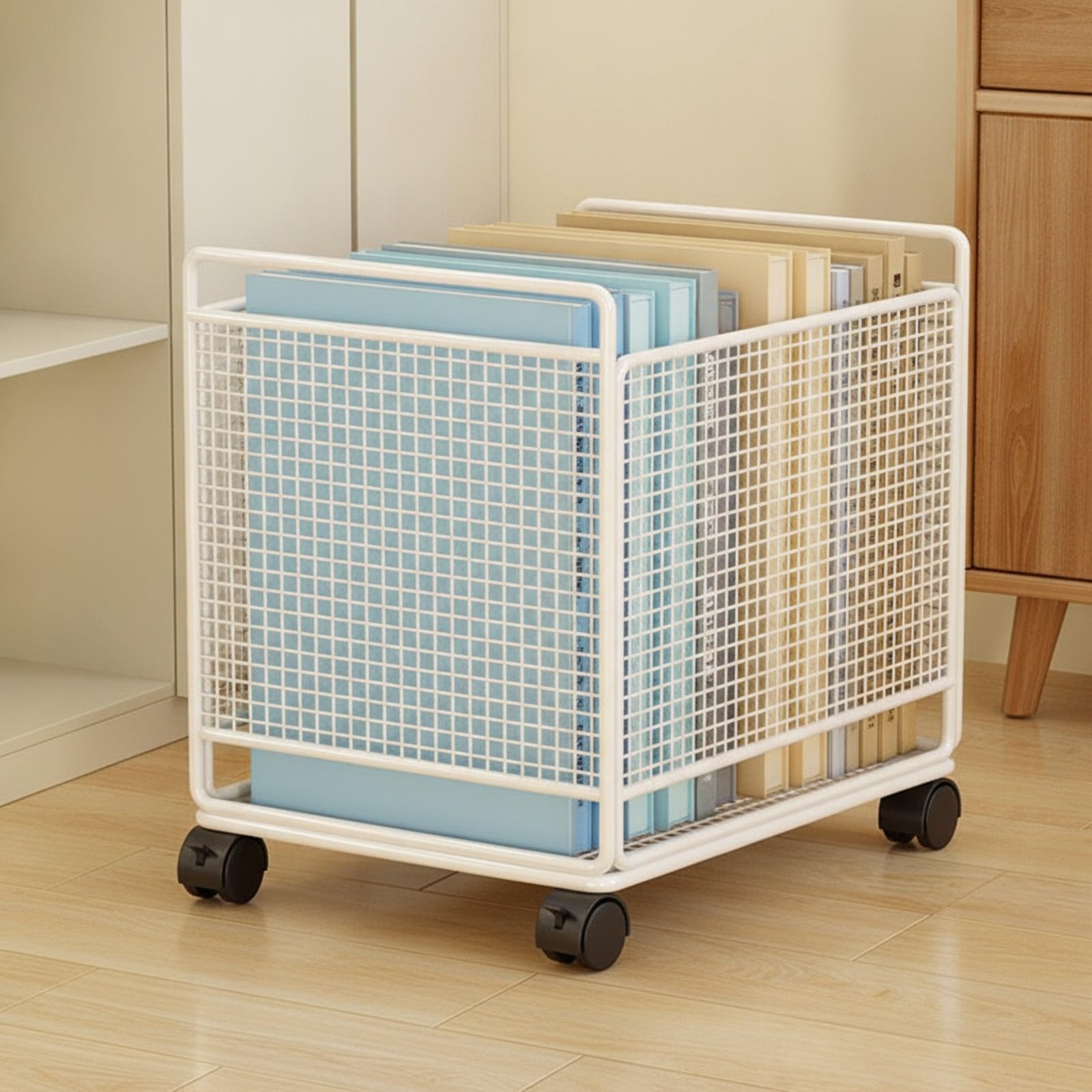 Caja Organizadora con Ruedas Práctico | Metálico, Organizador Libros con Ruedas, Móvil, para Oficina, Profesores
