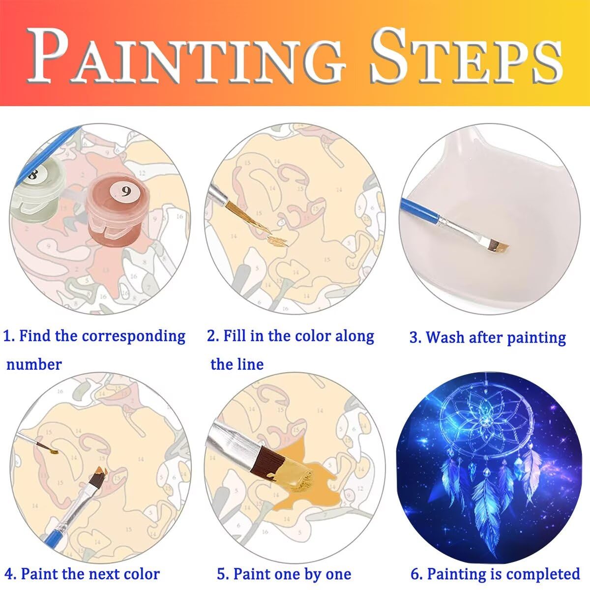 Dipingere con i Numeri Feather, Paint by Numbers Adulti Sky stellato, Fai da te Creativi Adulti Quadri da Dipingere Numerati Kit per Decorazione Della Parete Casa Regalo 100x135cm Senza Cornice 2F-D