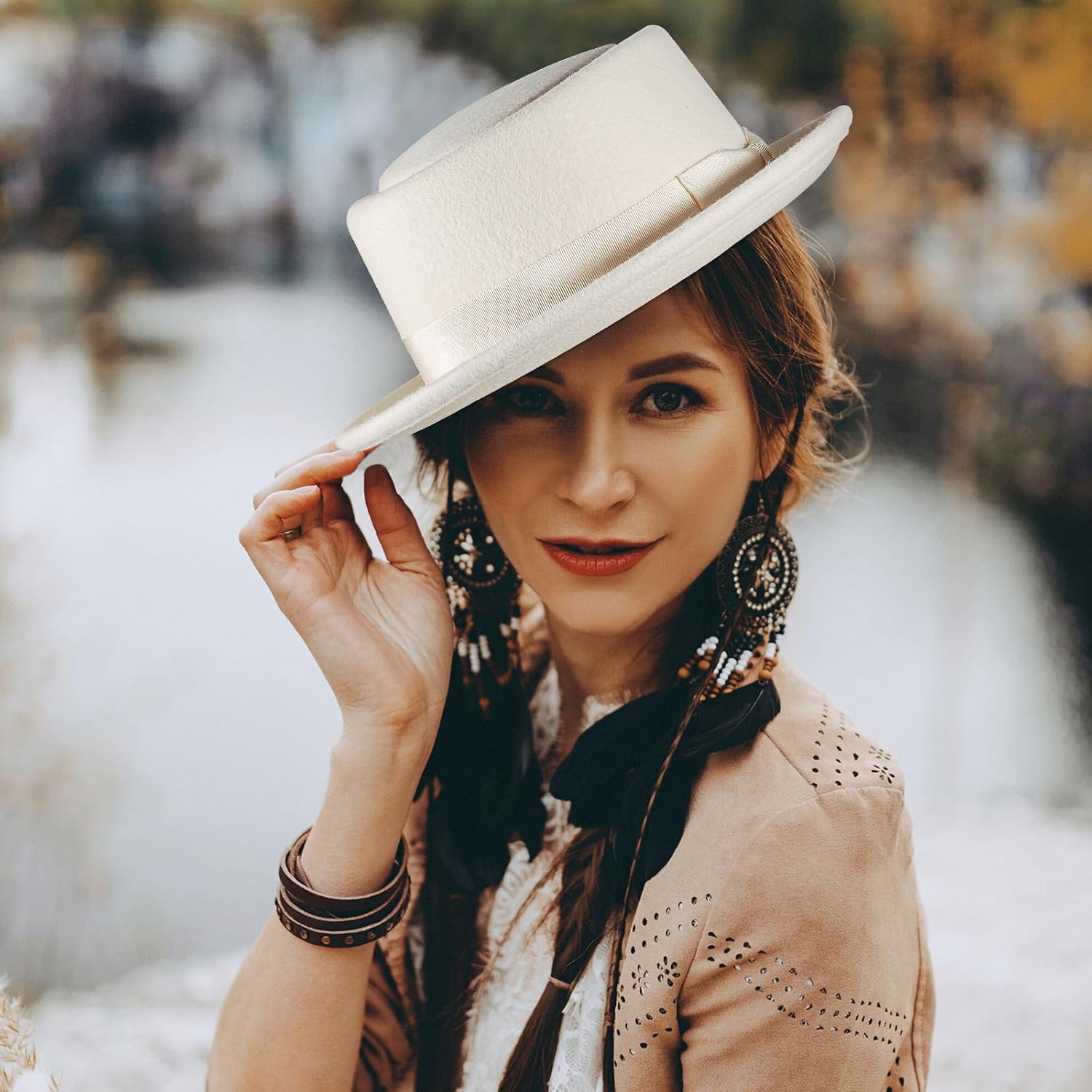 Pork Pie Hats for Men/Women, 100% Wool Felt Hat Stout Porkpie Breaking Bad Hat Flat Top Fedora Hats Boater Derby Crushable