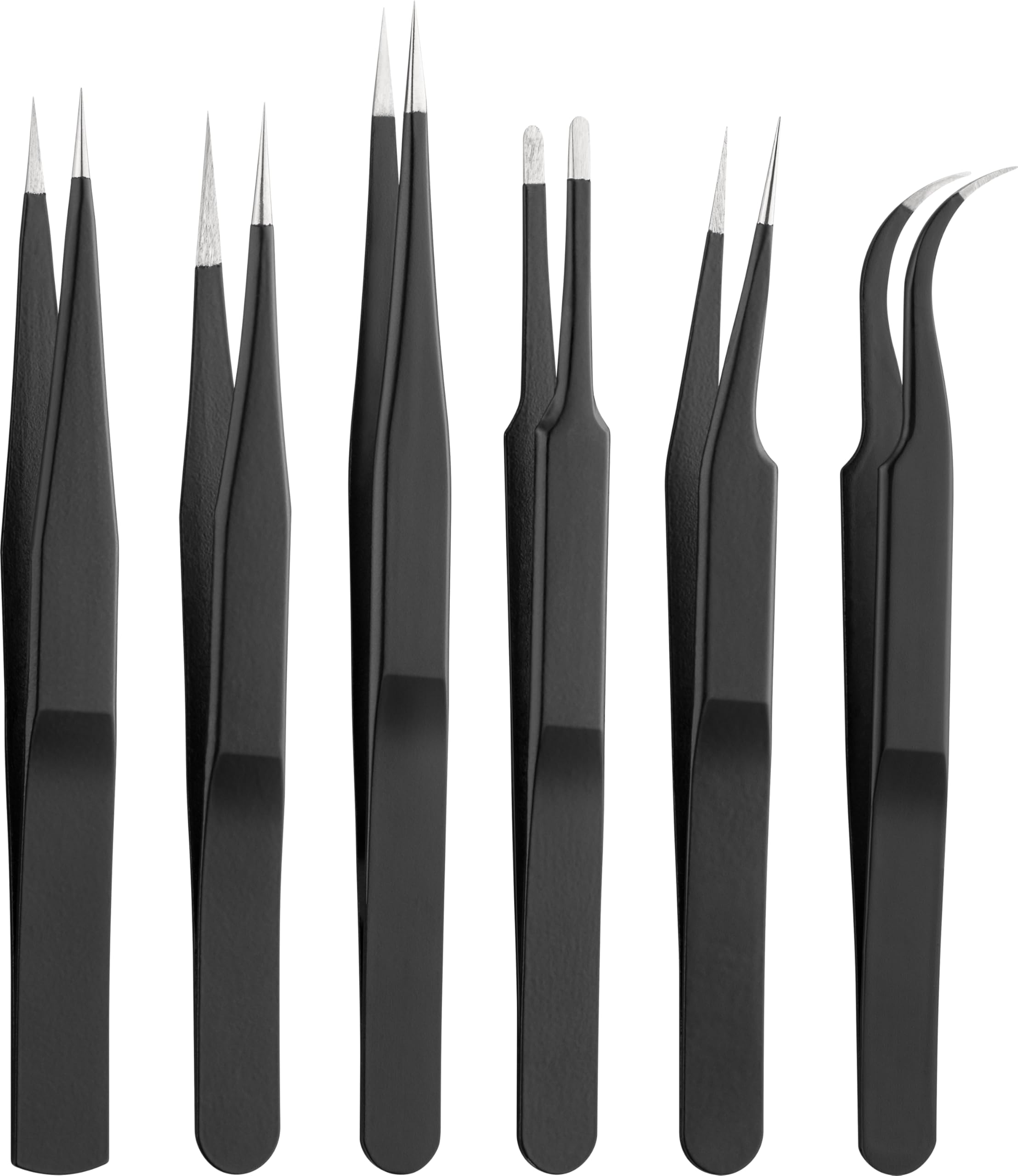 Goobay 41256 - Set di pinzette a punta piatta in acciaio INOX, pinzette a croce e antistatiche