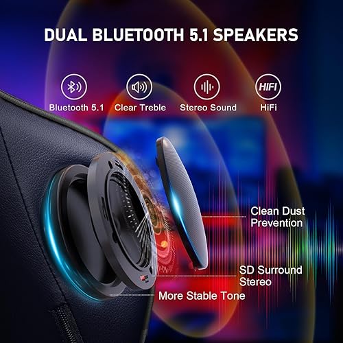 Miniatura 41 de Silla para videojuegos GTRACING con reposapiés y altavoces Bluetooth, silla de escritorio de oficina robusta, GT890MF en color rojo Rojo