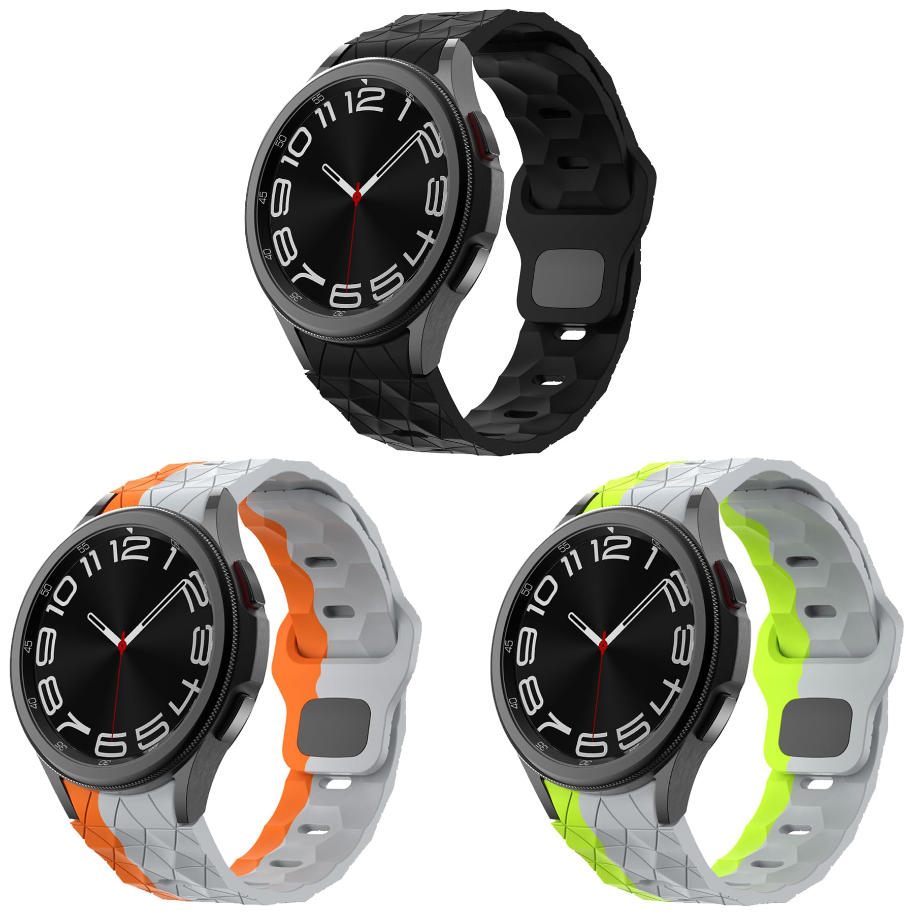 Compatible for Samsung Galaxy Watch 7 6 5 4 Band 44mm 40mm Galaxy Watch 6 Classic Bands 47mm 43mm/Watch 5 Pro 45mm/Watch 4 Classic 46mm 42mm, Silicone Sport Strap Wristband Men Women