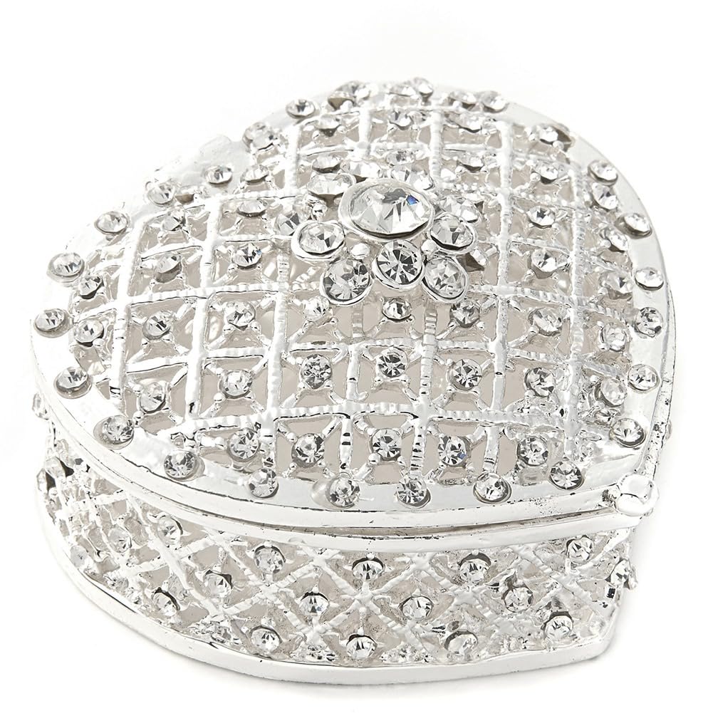CTRLZS Jewelry Box Crafts Ornaments Heart-Shaped Wedding Set Heart-Shaped Gift Box Ceremony Bride Gift Jewelry,Silver