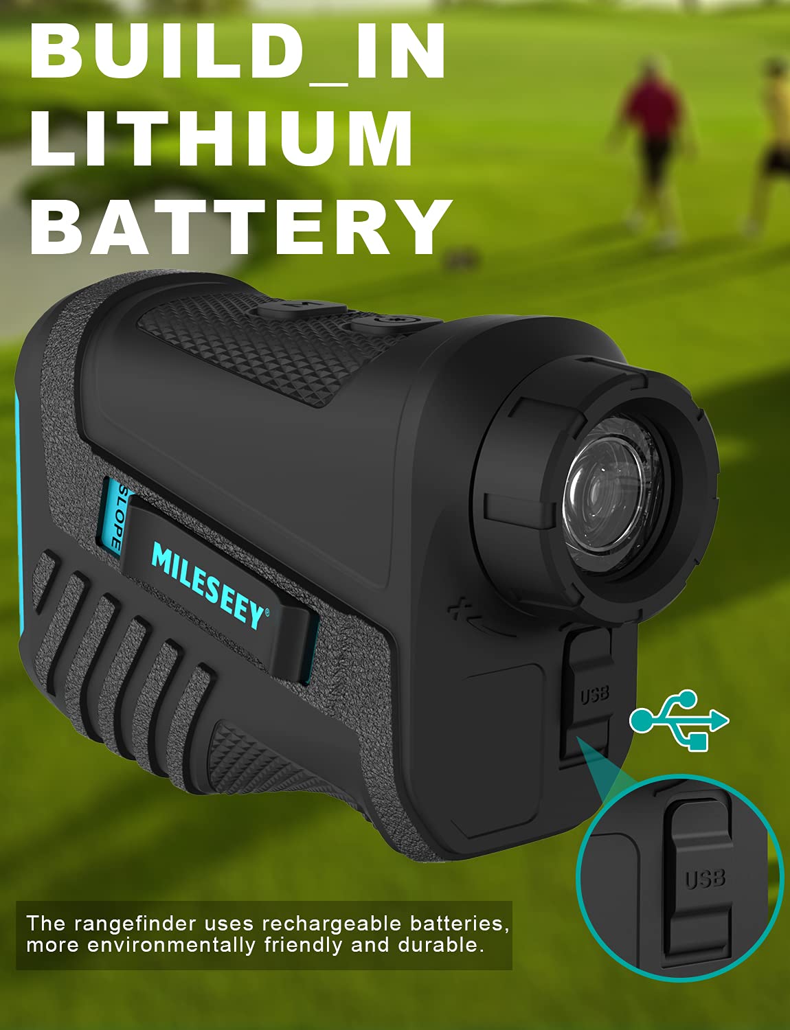Telemetro Golf Ricaricabile,PF280Pro Telemetro 656 yarde con Bloccaggio Preciso Dell'asta Della Bandiera,Ingrandimento 6X,Scansione del Golf,Misurazione Della Distanza/Velocità