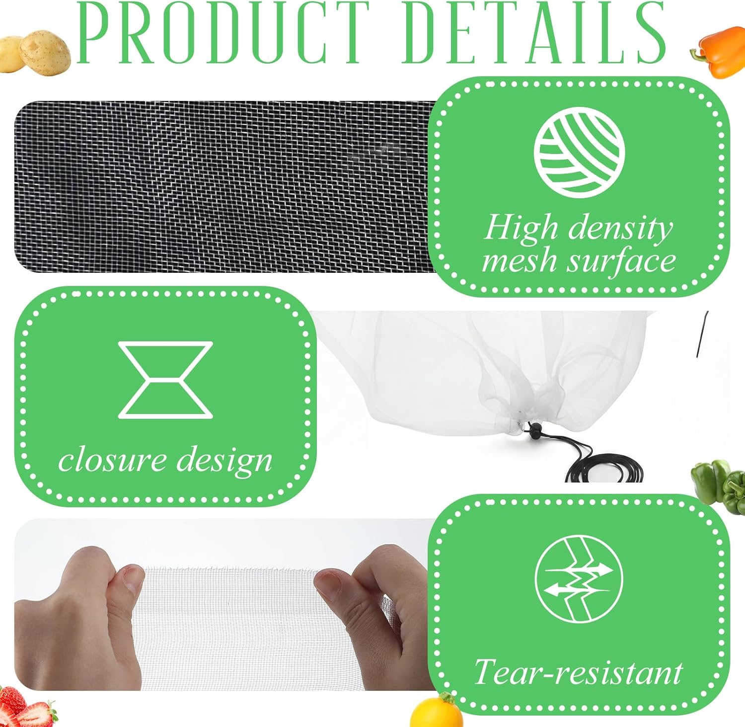 2 Pcs 18 x 118 inch Mesh Garden Greenhouse Tunnel Netting Protection Netting Pest Barrier Vegetable Plant Ultra Fine Mesh Cover Fruit Flowers Row Cover for Raised Beds Garden Greenhouse