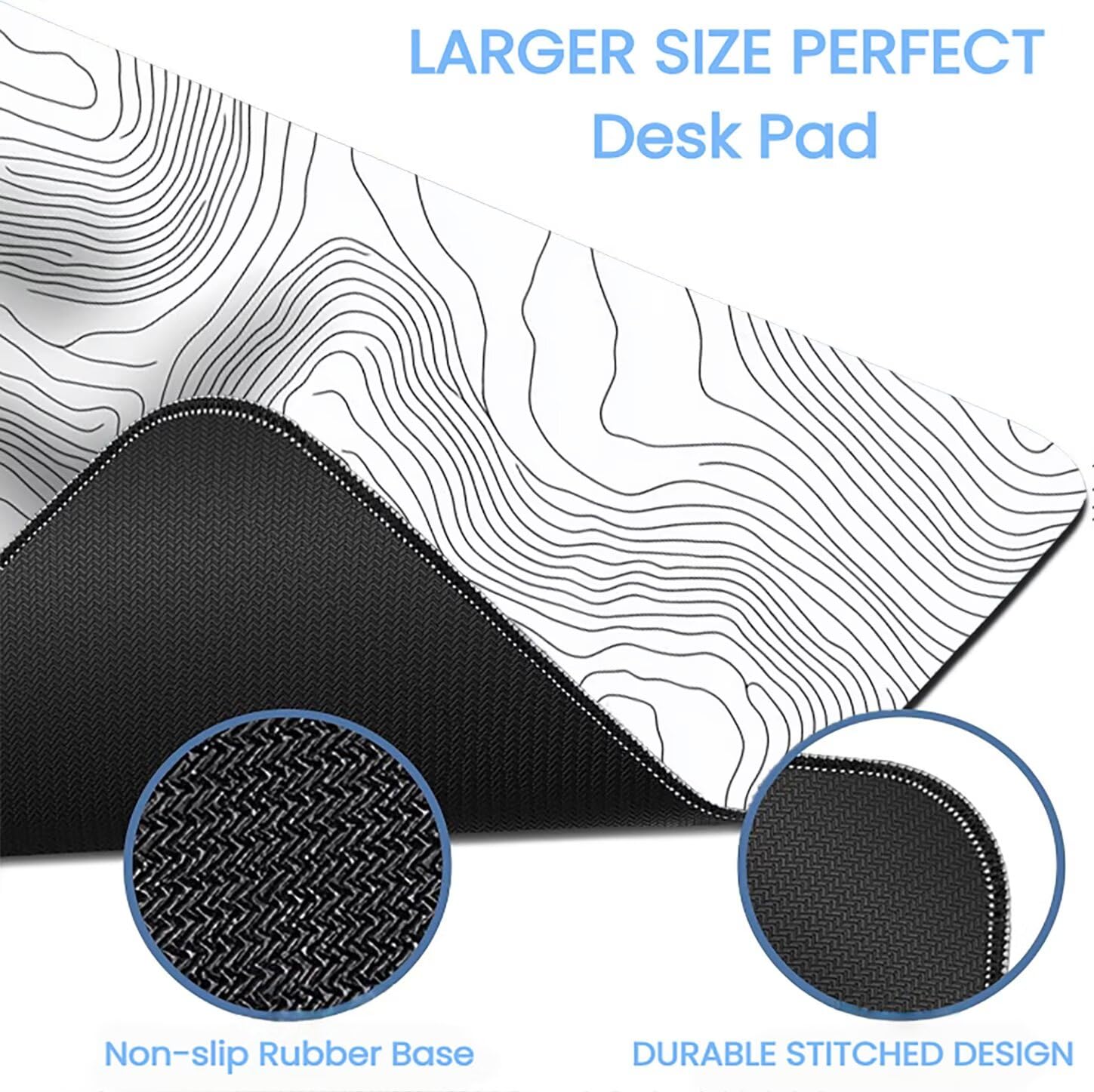 Lpfieonn Einfach Großes Schreibtischunterlage, XXL Schreibtischunterlagen, Weiß XXL Wasserdicht Gaming Mousepad mit Vernähter Rand und Rutschfeste Gummibasis, für Laptop/Hause/Büro 120x60cm PF-3881