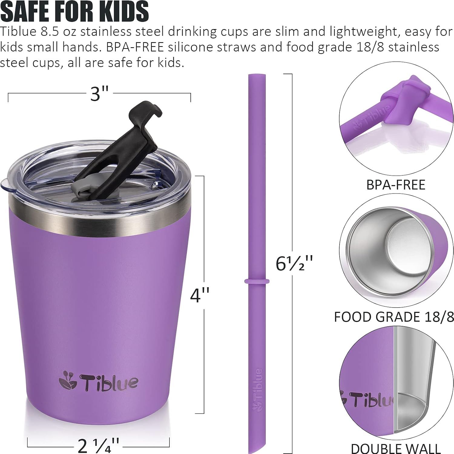Kids & Toddler Cup - 4 Pack 8 OZ Stainless Steel Water Bottle Spill Proof Insulated Tumbler with Leak Proof Lid & Silicone Straw with Stopper - BPA FREE Vacuum Smoothie Cup Stackable Baby Drinking Cup : Baby