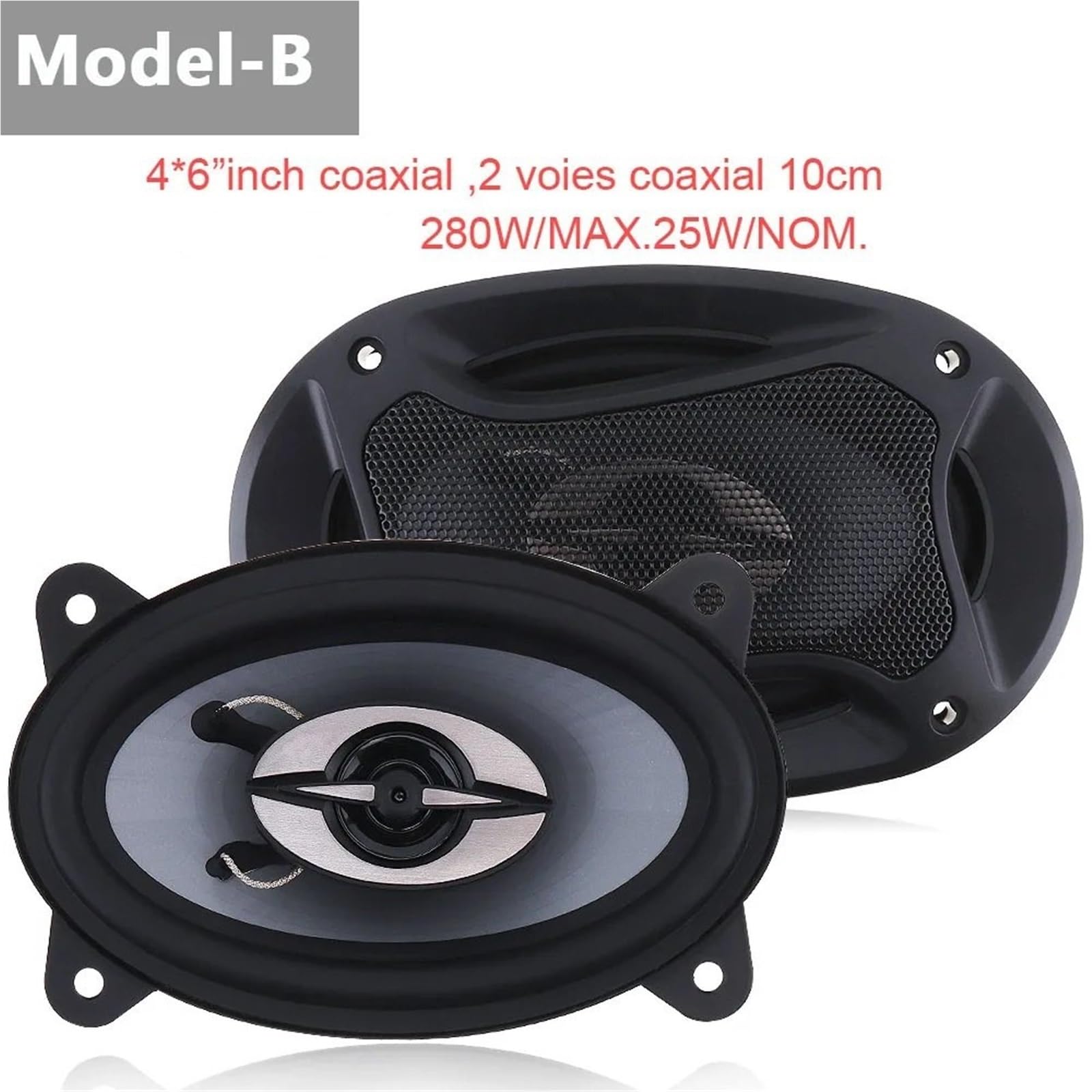2 altoparlanti per auto da 4 x 6 pollici, 150 W/280 W, subwoofer, audio per auto, stereo, altoparlanti a gamma completa(Model-B 280W)