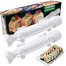 TENGWUDZ Sushi Making Kit, Sushi Bazooka,2 Pack Sushi Maker Roller Roll Mold Rice Meat Vegetables Sushi Maker DIY Sushi Making Machines Sushi Tools for Onigiri, Bento, Sushi Roller Machine (White)