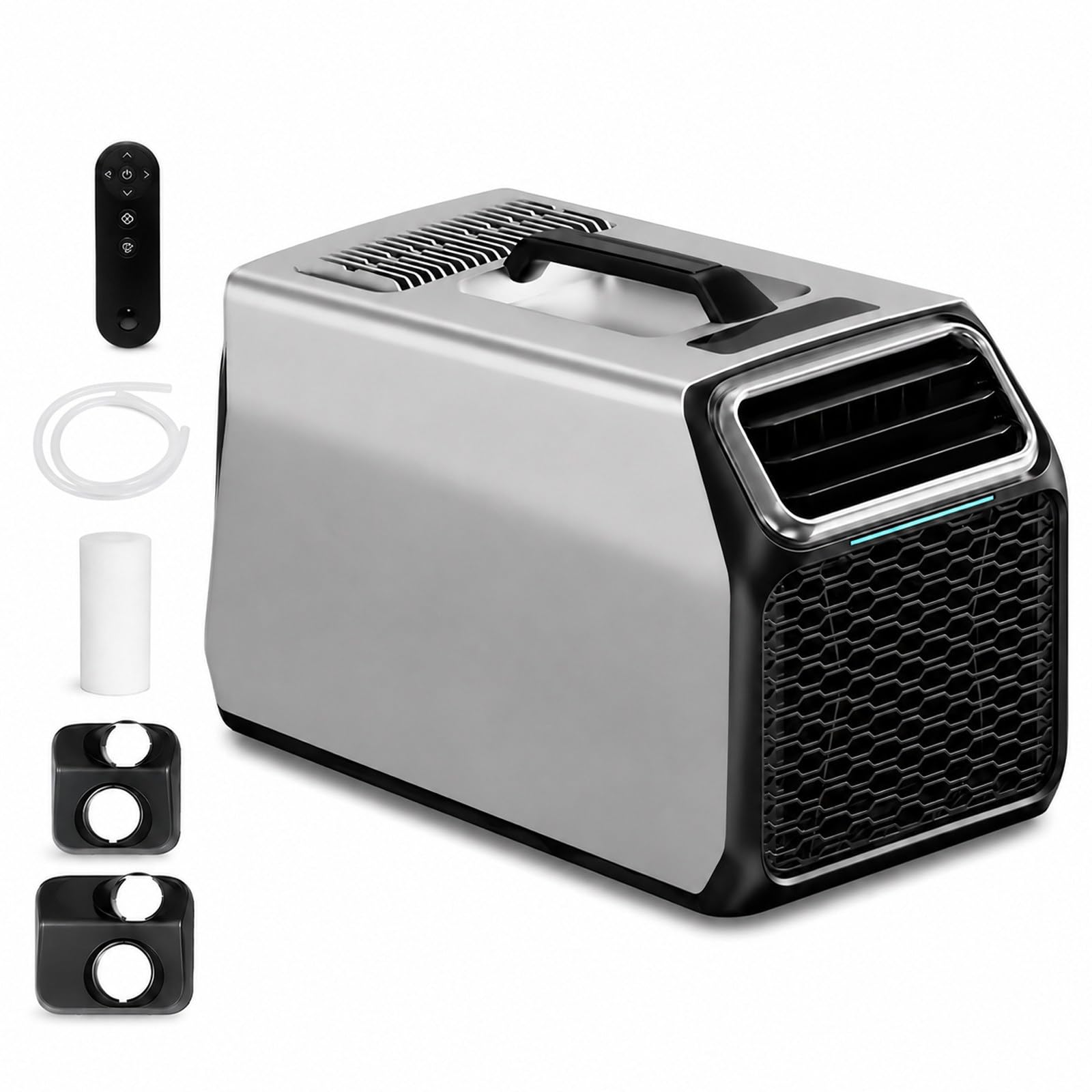 JIYINGHUI Portable Camping AC 5000 BTU, Real Cooling Air Conditioner with 550W Power, Remote Control, Exhaust Duct Kit and Carry Handle for Tent, Motorhome, Van, Office