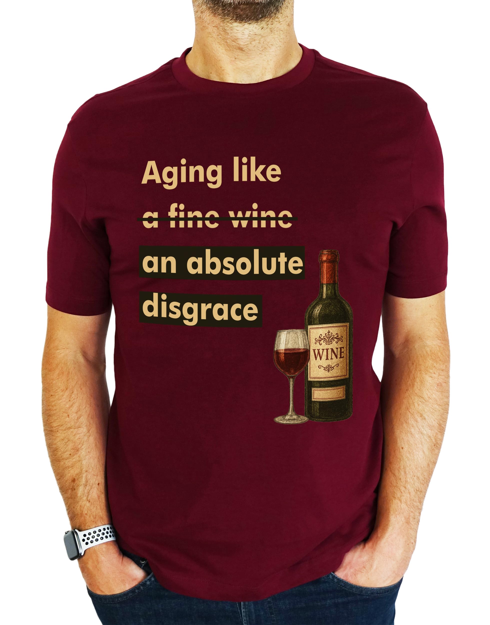 My Generation Gifts Men's Burgundy Aged Like A Fine Wine | Absolute Disgrace - Funny 18Th | 21St | 30Th | 40Th | 50Th | 60Th | 70Th | 80Th Birthday Gift | Present Idea For T-Shirt Xl