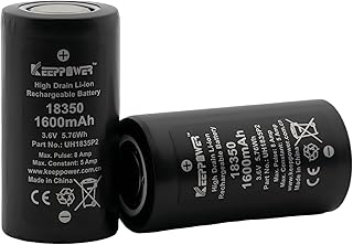 Keeppower IMR18350 Li-ion Battery Rechargeable High Drain 1600mAh 3.6V Flat Top Lithium Battery (Pack of 2)
