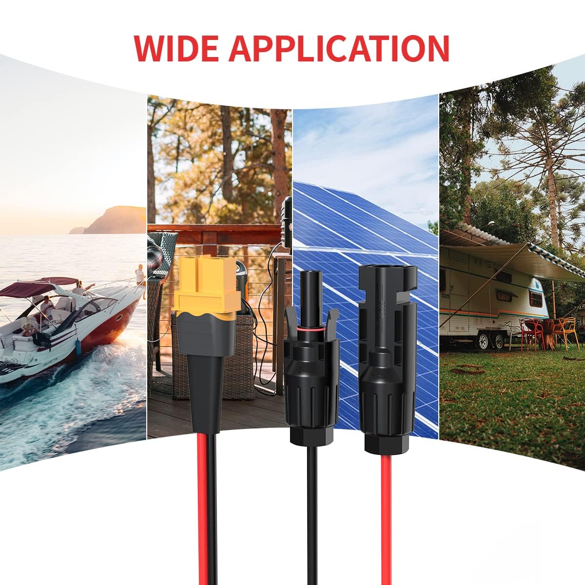 ELFCULB Cable solar XT60 de 12 AWG, 75 pies, 2, 10, 25, 35, 50, 75, 100 pies, XT60, cable de extensión de panel solar a XT60 macho para estación de energía portátil (75 pies)