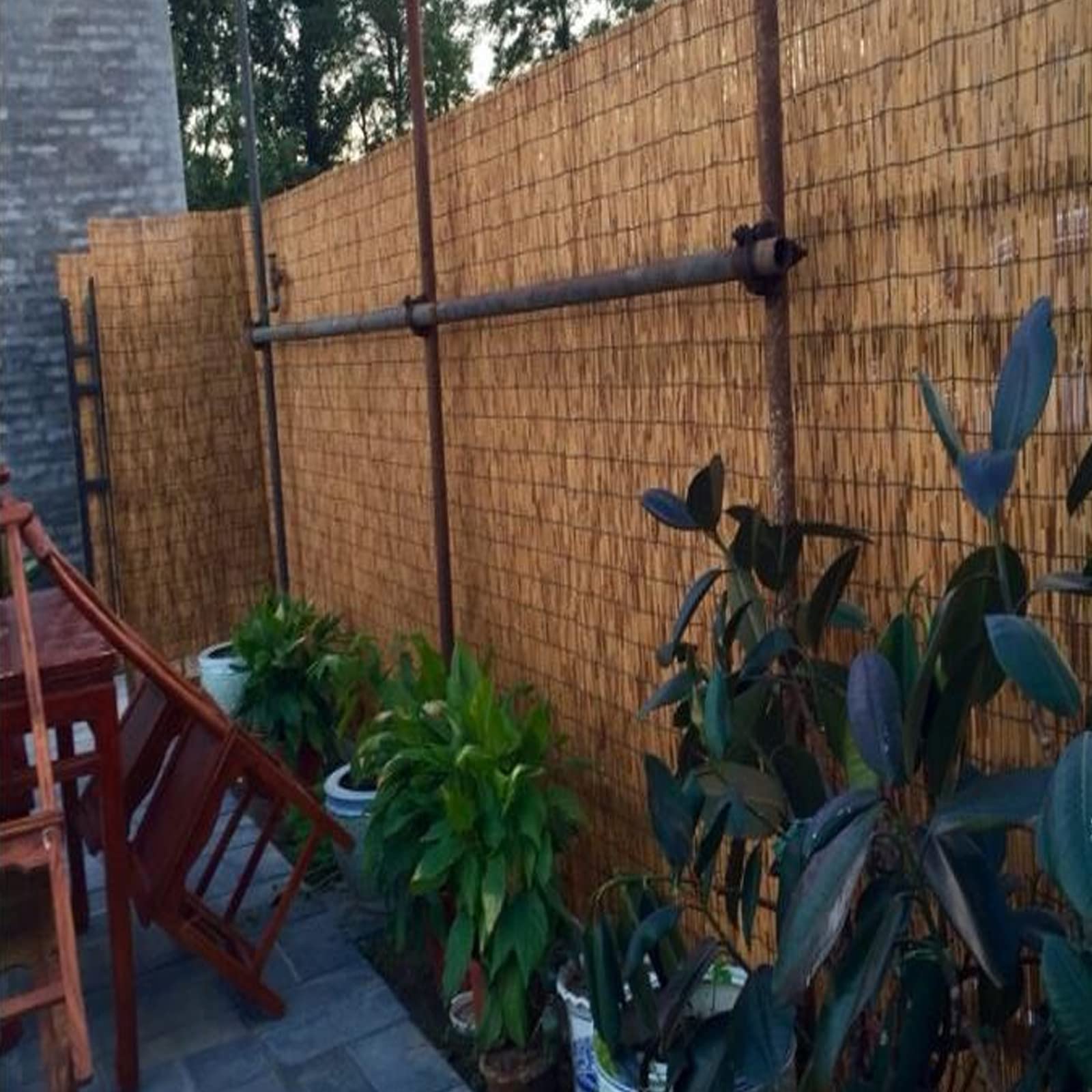 Cercado de Caña Ecológico Natural,Paneles de Valla de Privacidad de jardín,Vallas Decorativas,Tejido a Mano/Sombrilla/Transpirable,Personalizar,para Patio Trasero o Balcón (140x300cm/4.6x10ft)