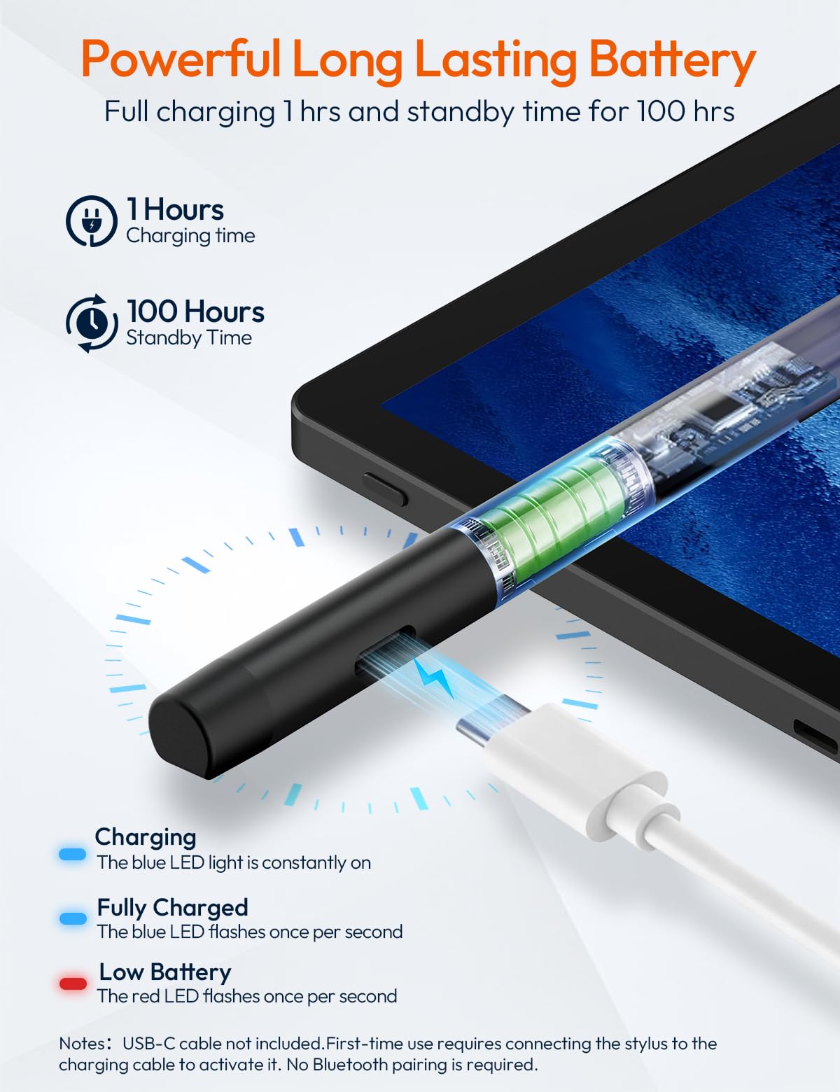 Lápiz capacitivo activo para tablet MESWAO y lápiz capacitivo recargable solo compatible con MESWAO de 14 y 15.6 pulgadas
