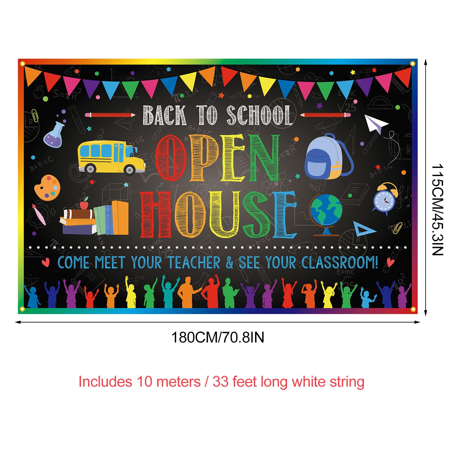 Back to School Open House Backdrop Banner Back to School Decoration First Day of School Backdrop Preschool Kindergarten School Classroom Party Background Decoration Photo Booth Props