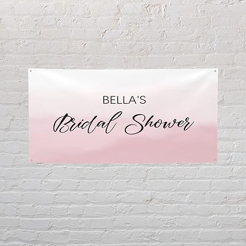 Cartel de despedida de soltera personalizado, color degradado rosa suave con nombre, pancarta personalizada de novia para ser, pancarta de