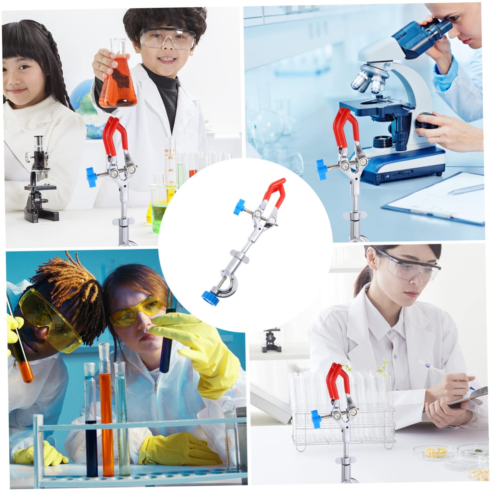 OUNONA 3 Lab Clip Prong Clamp Laboratory Equipment Holder Flask Clamp Claw Clips Jig Extension Clamp Grip Laboratory Retort Stand Clamp Condenser Holder Adjust Jaw Clamp Iron Silver