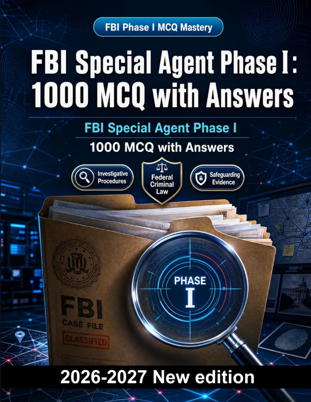 FBI Special Agent Phase I : 1000 MCQ with Answers: Investigative procedures, federal criminal law, ethics, surveillance tactics, and digital evidence preservation study guide