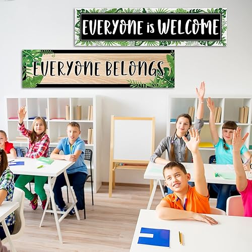 Miniatura 10 de Paquete de 2 decoraciones para el aula, cartel de bienvenida para tablón de anuncios, póster de eucalipto motivacional e inspirador para preescolar,