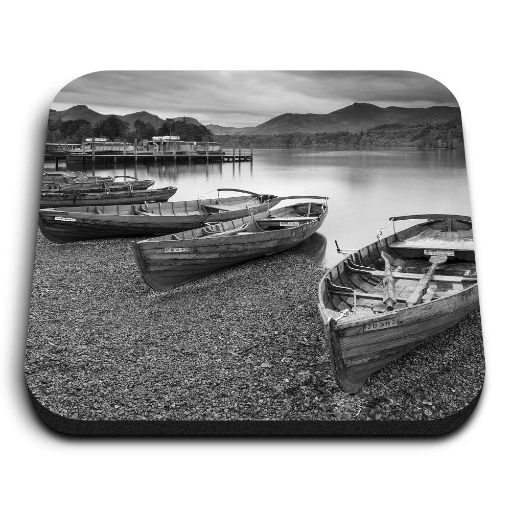 Destination Vinyl Ltd Multicolor 1 X Square Mdf Magnets - Keswick Lake District England Boats 36187